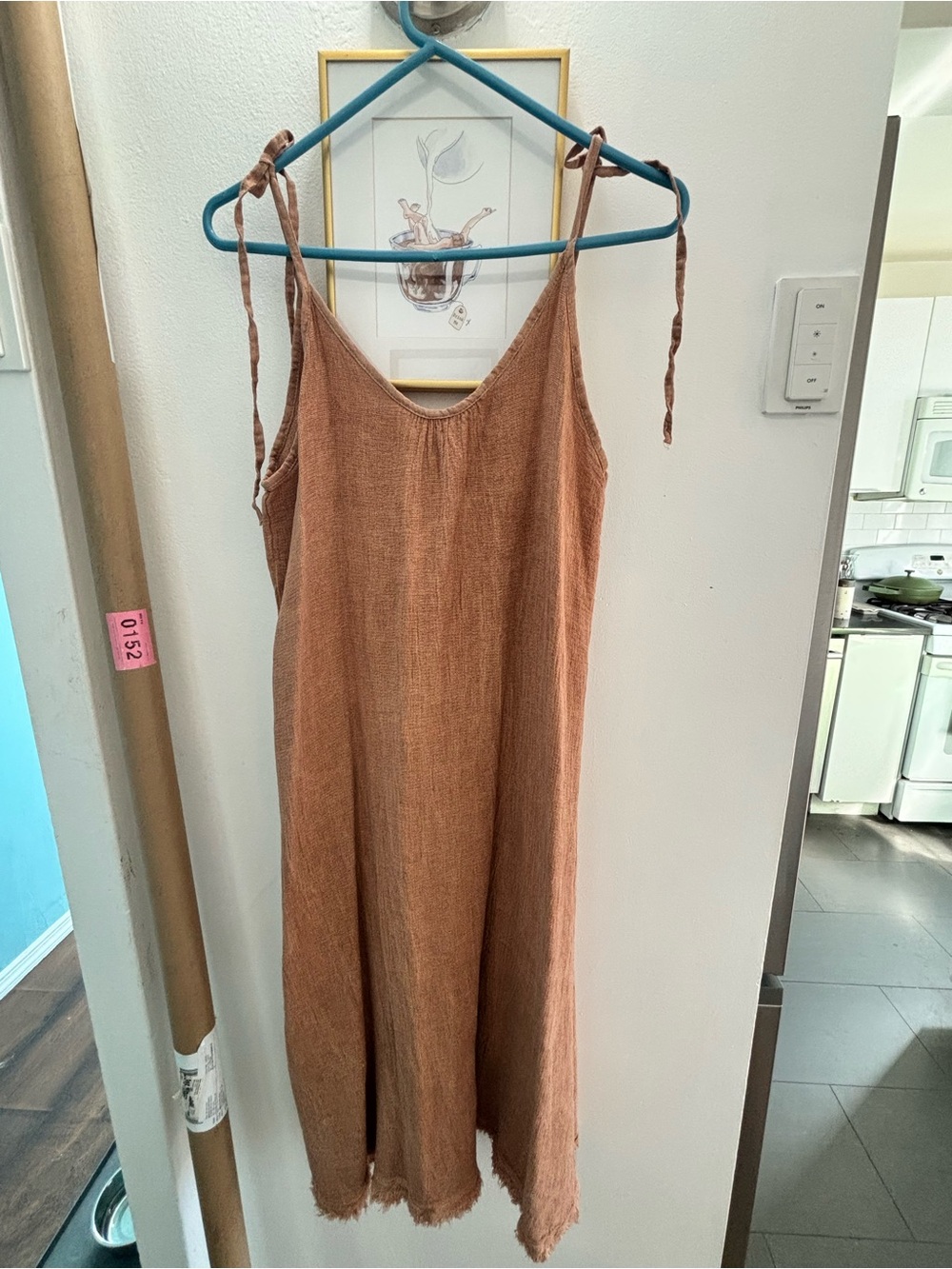 Tie-Shoulder Rust Slip Dress from Tempo Paris
